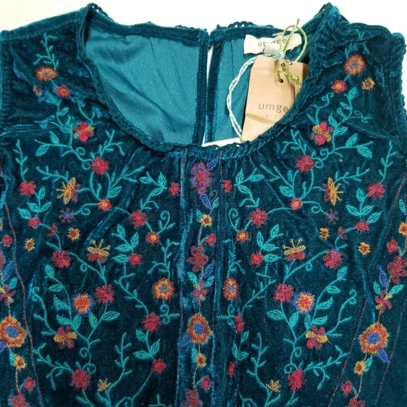 Umgee Boho Embroidered Velour Tank Dress - Picture 5 of 8